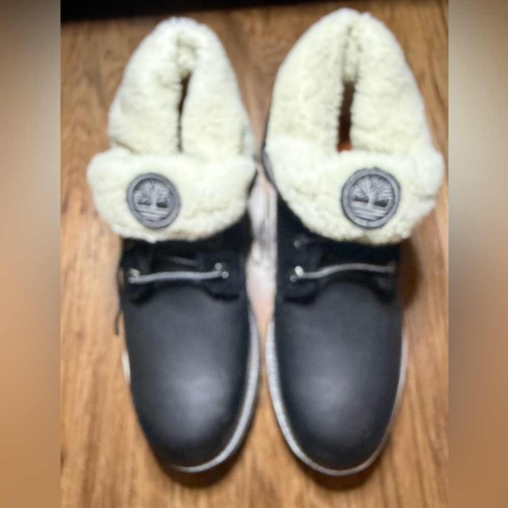 Timberland Black Boots with Soft Cream Lining